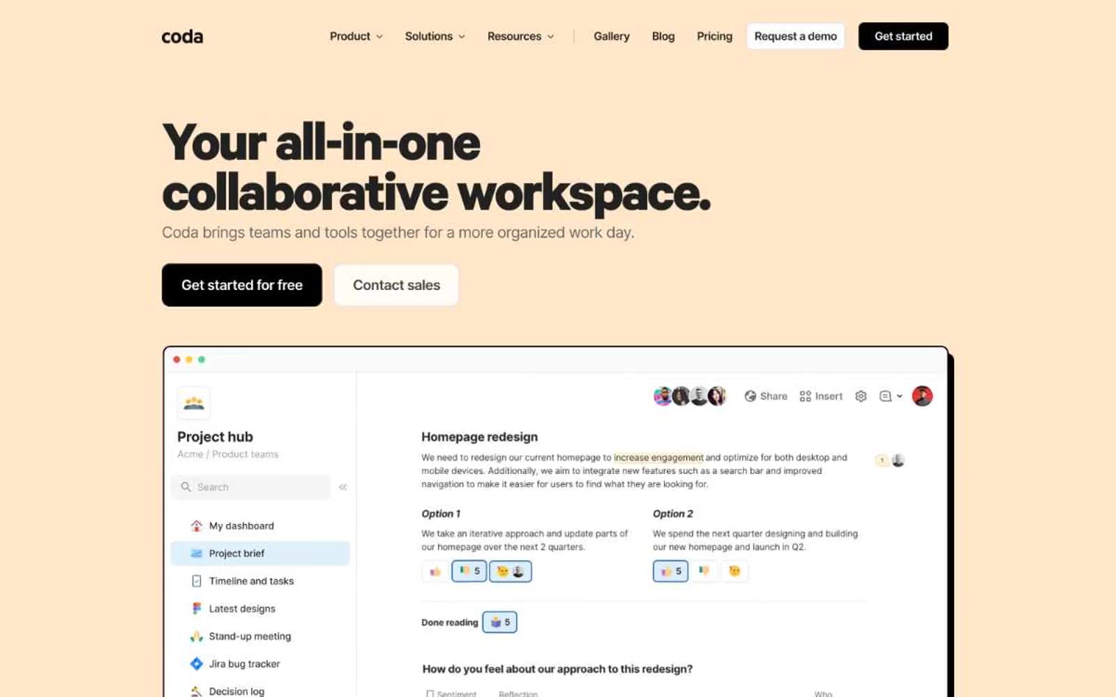 Screenshot of Coda