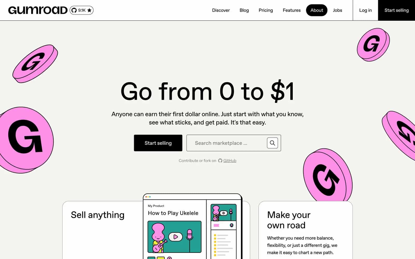 Screenshot of Gumroad