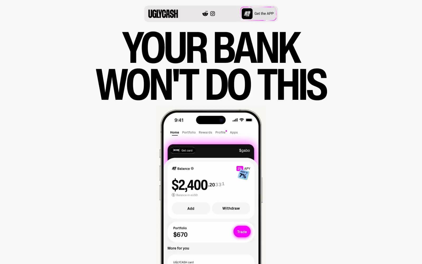Screenshot of UGLYCASH