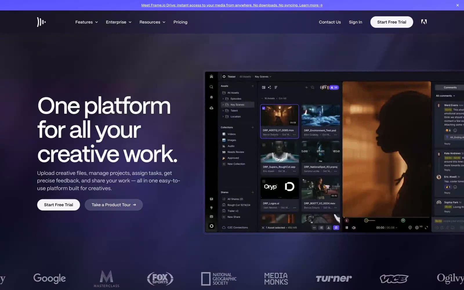 Screenshot of Frame.io