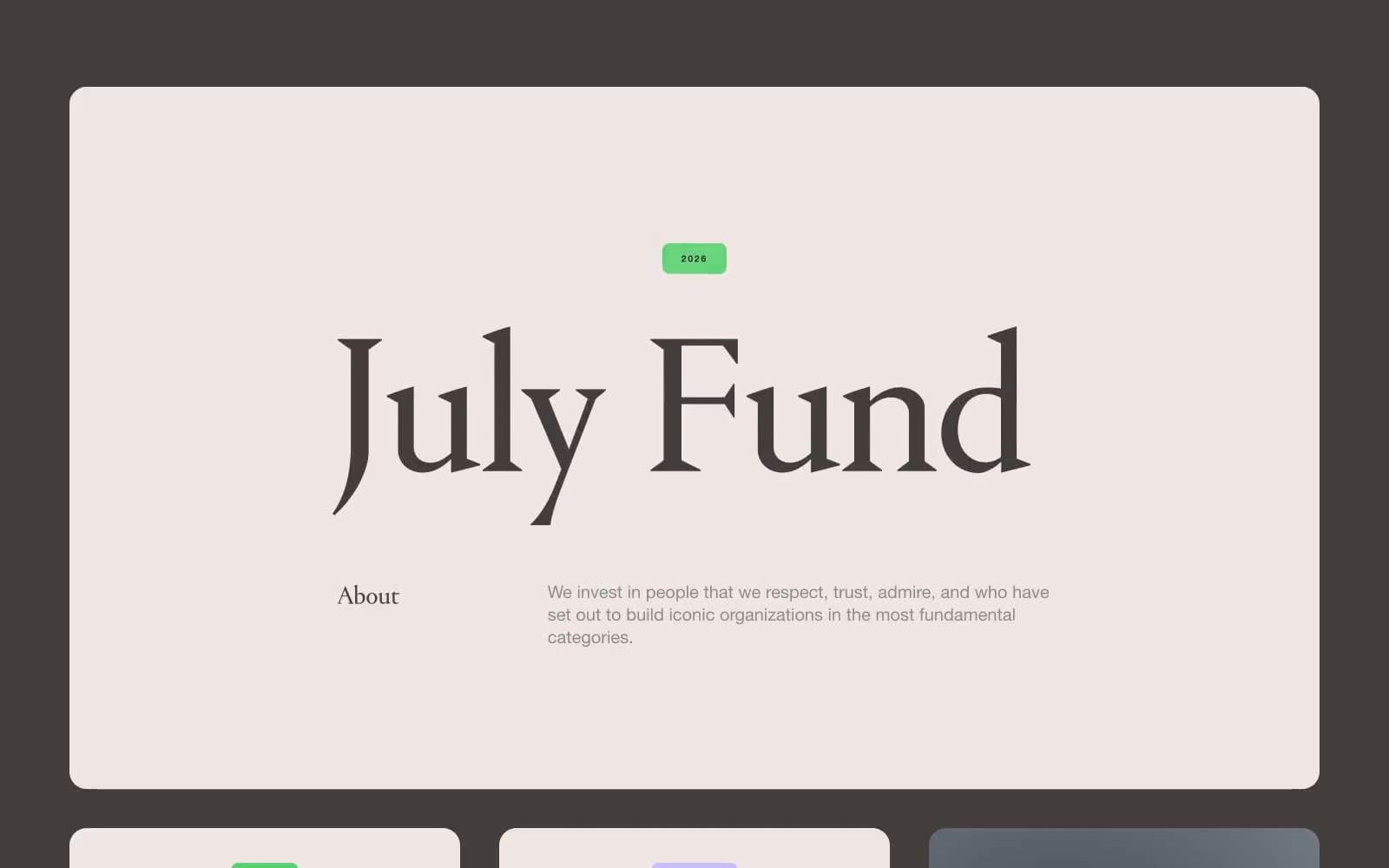 Screenshot of July Fund