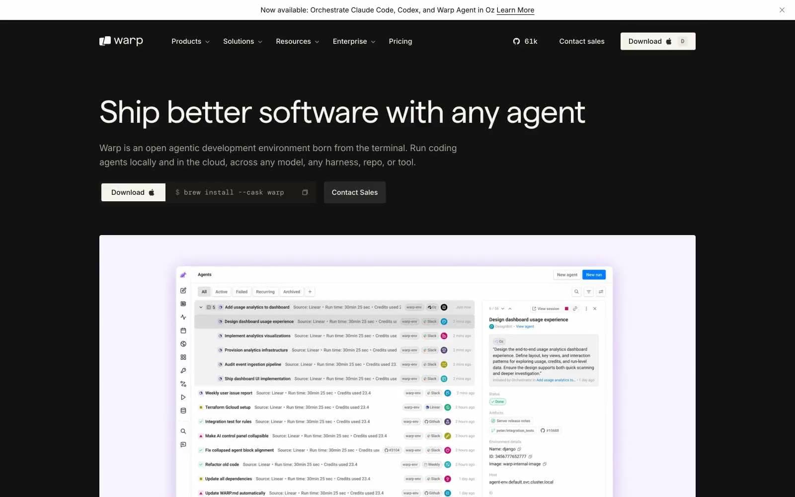 Screenshot of Warp