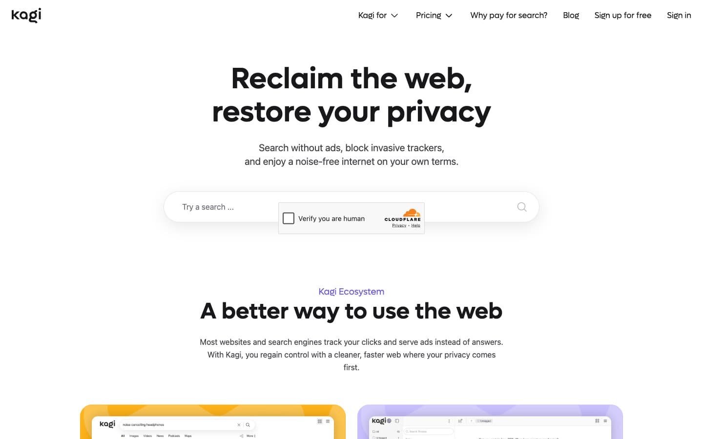 Screenshot of Kagi