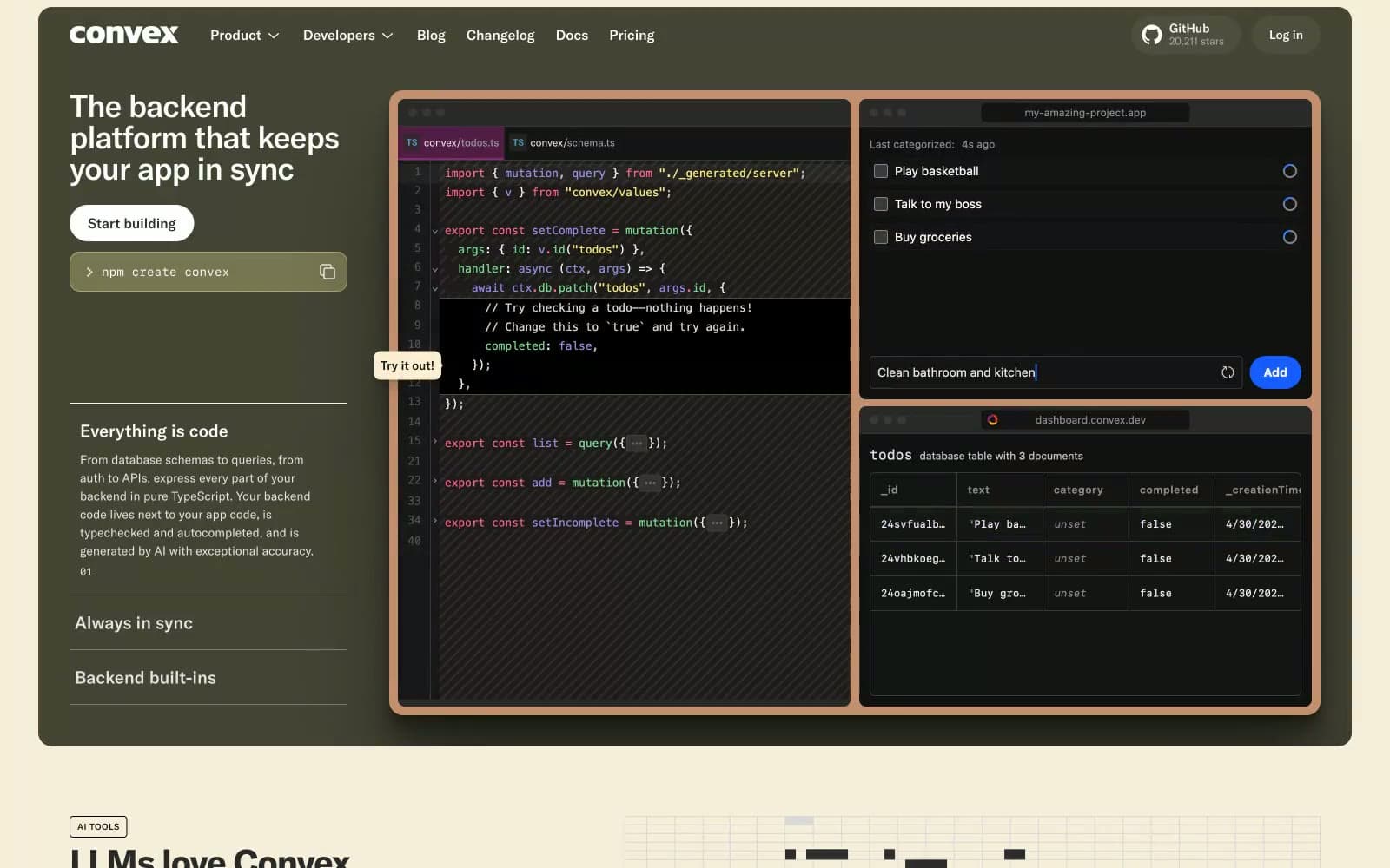 Screenshot of Convex