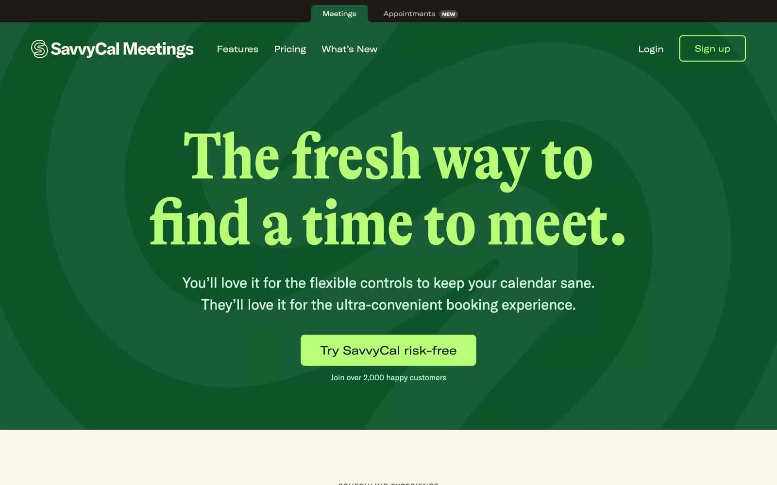 Screenshot of Savvycal