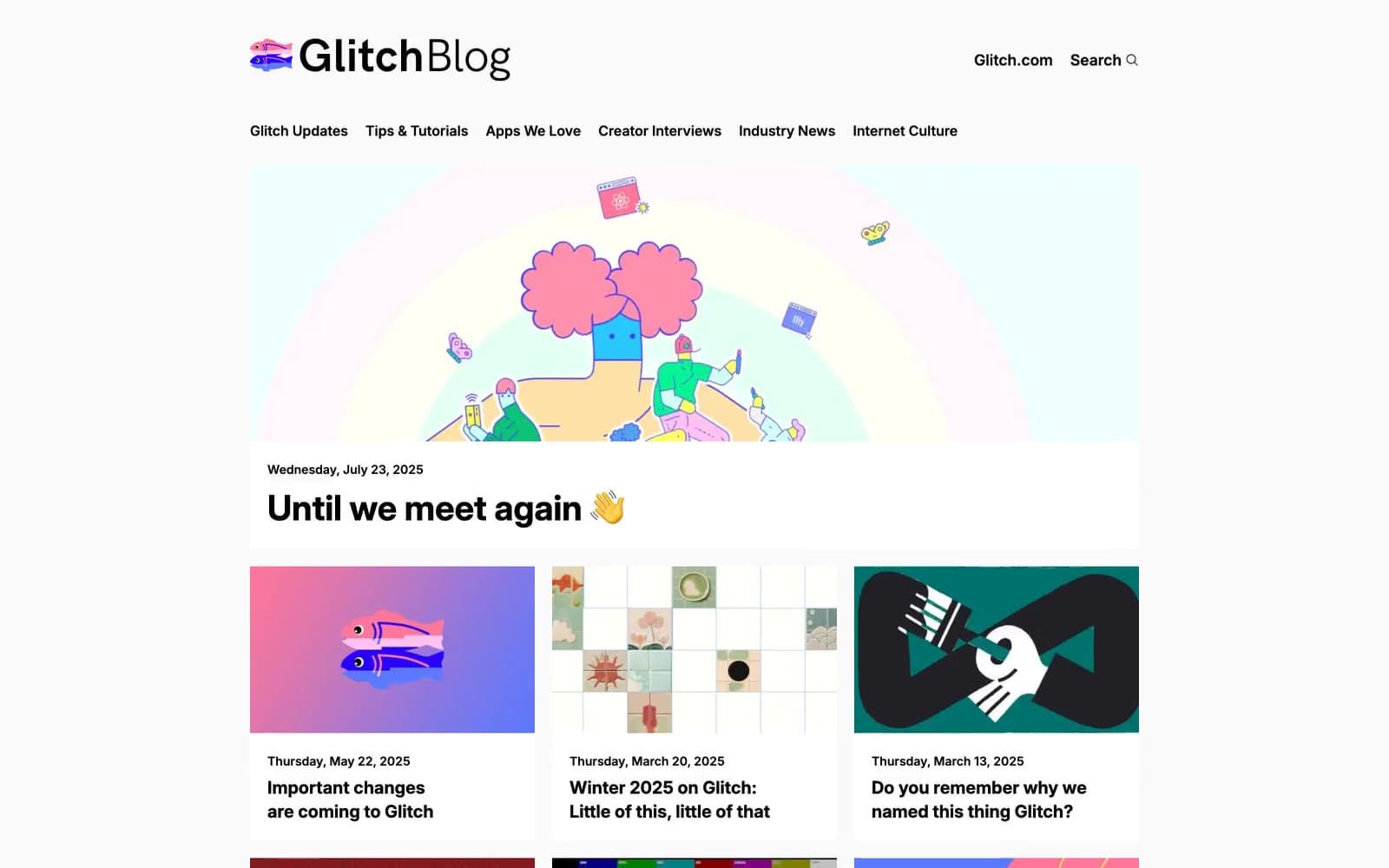 Screenshot of Glitch Blog