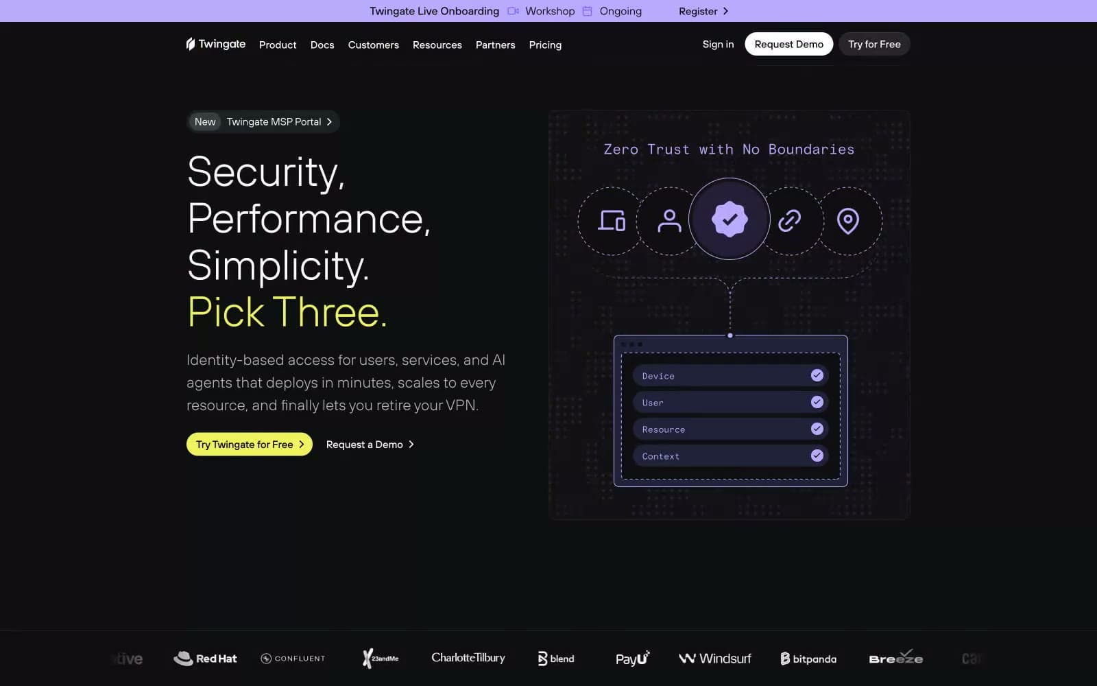 Screenshot of Twingate
