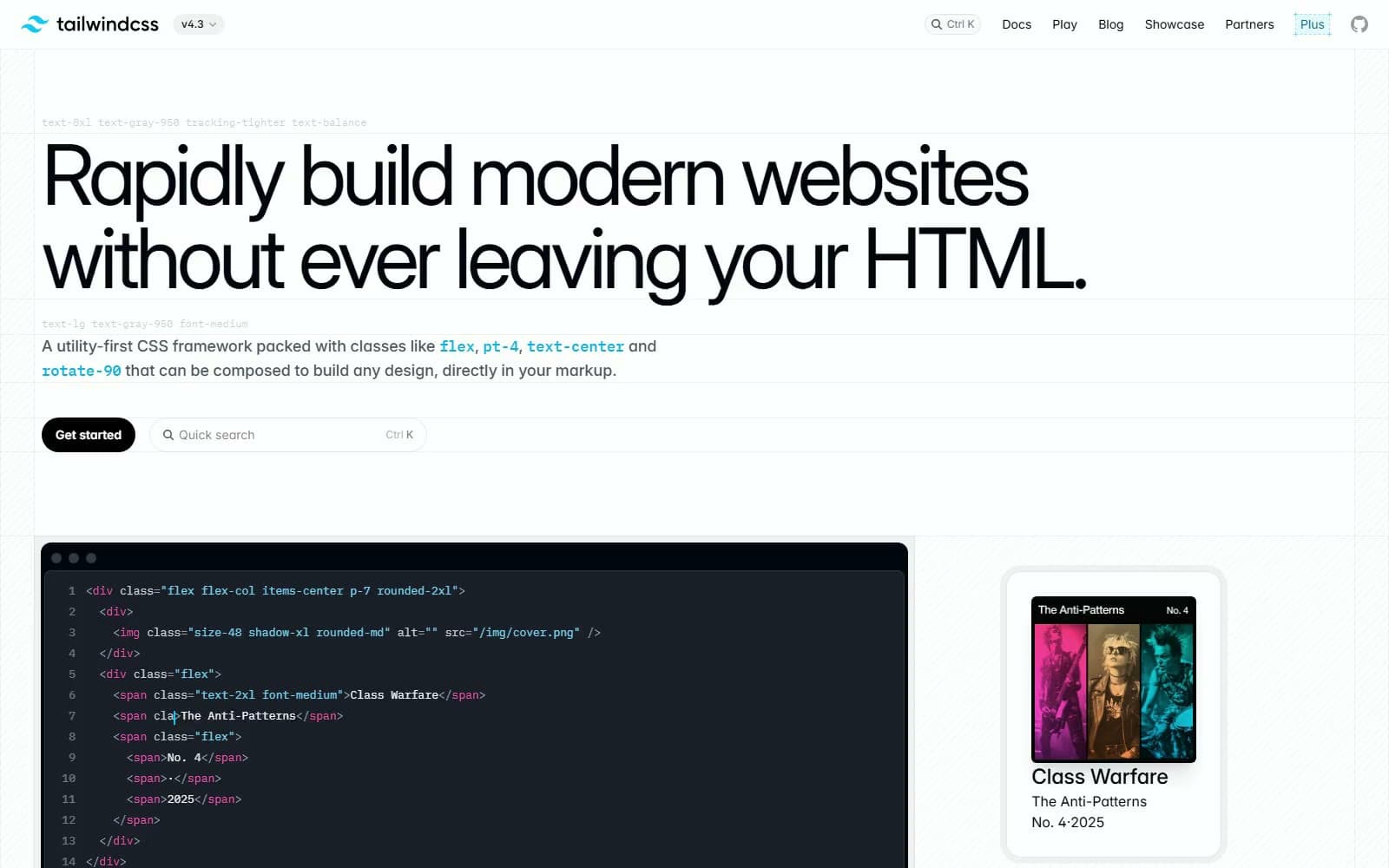 Screenshot of Tailwind CSS