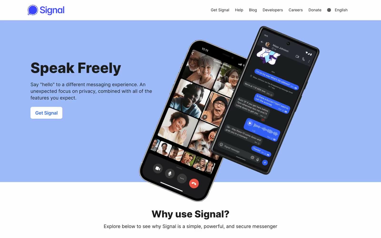 Screenshot of Signal Messenger
