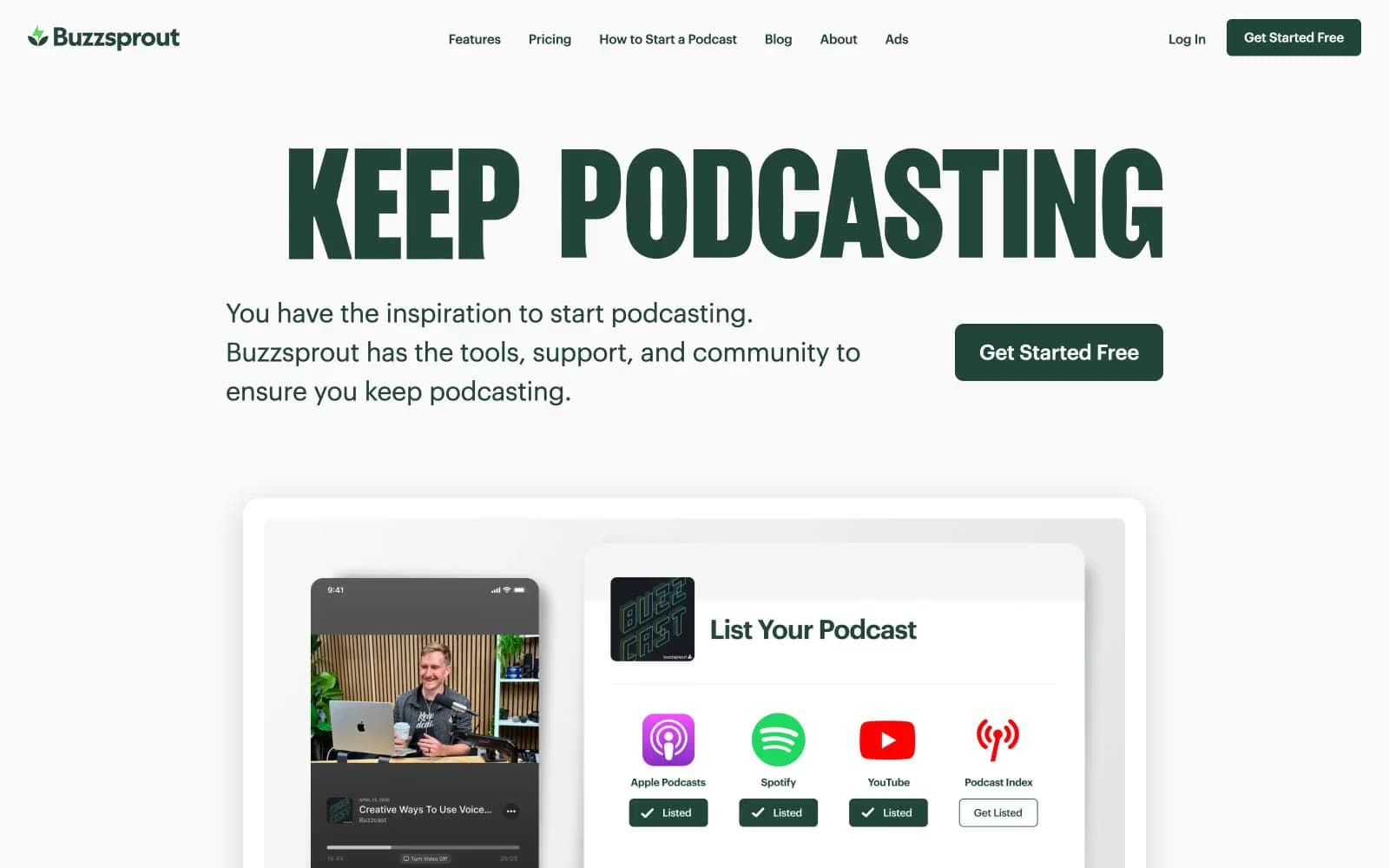 Screenshot of Free Podcast Hosting