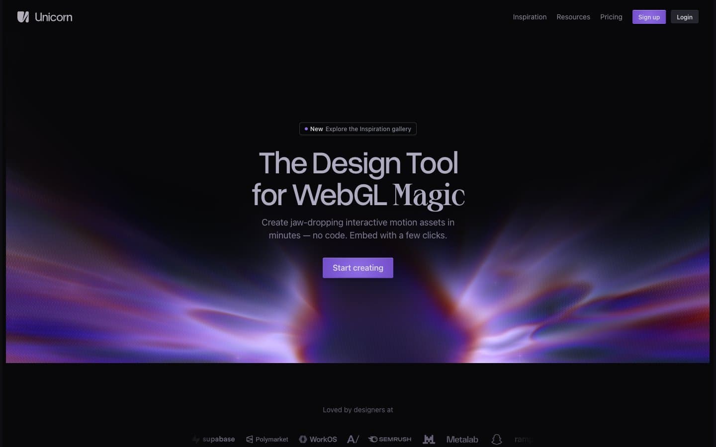 Screenshot of Unicorn Studio