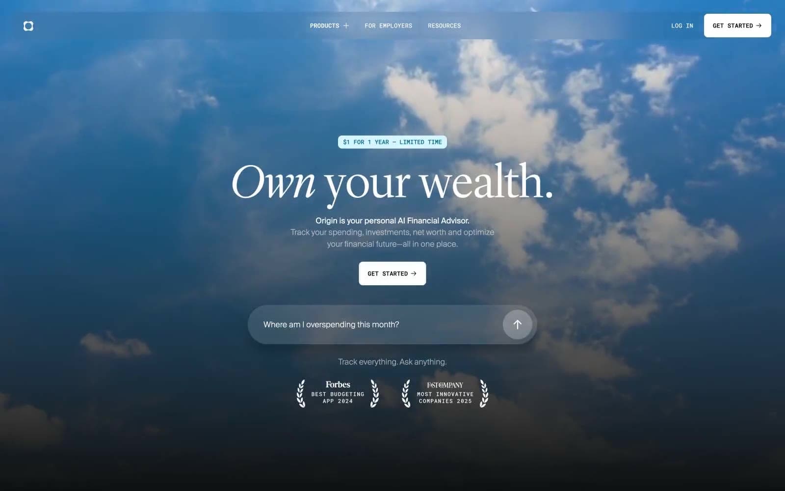 Screenshot of Origin Financial