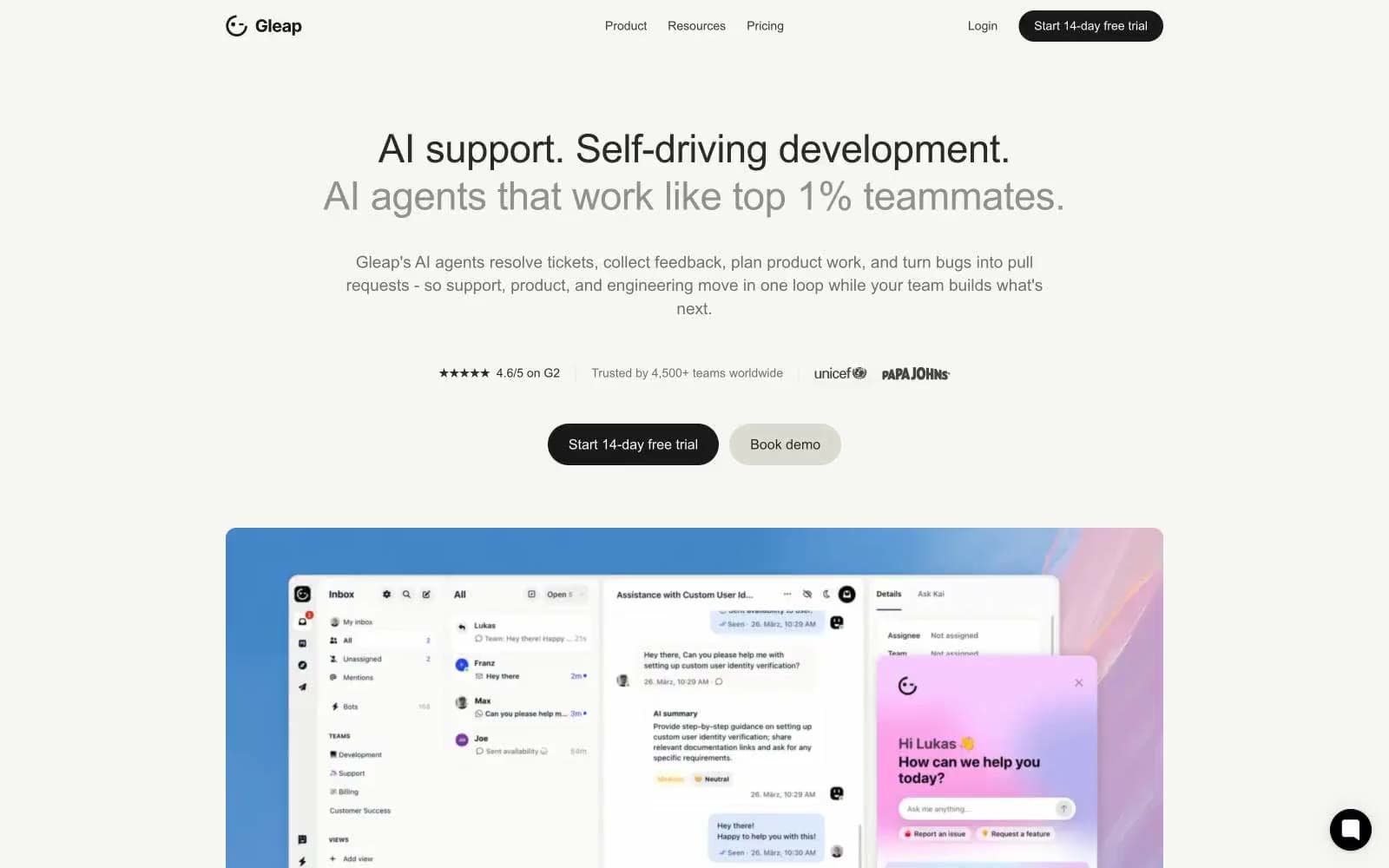 Screenshot of Gleap