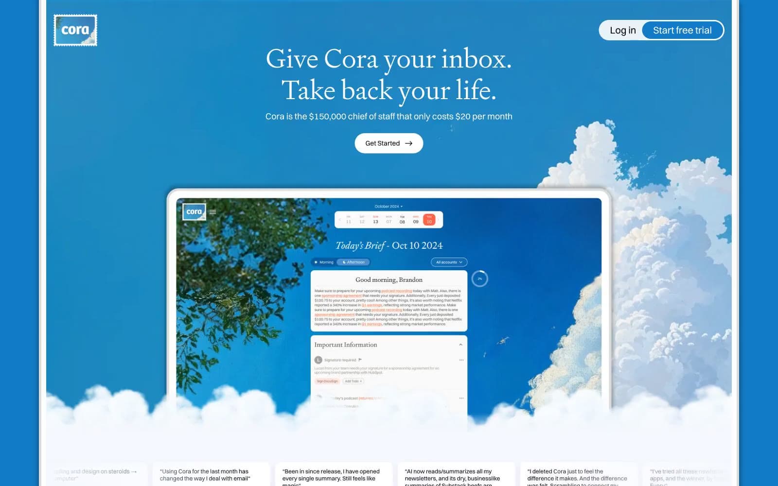 Screenshot of Cora