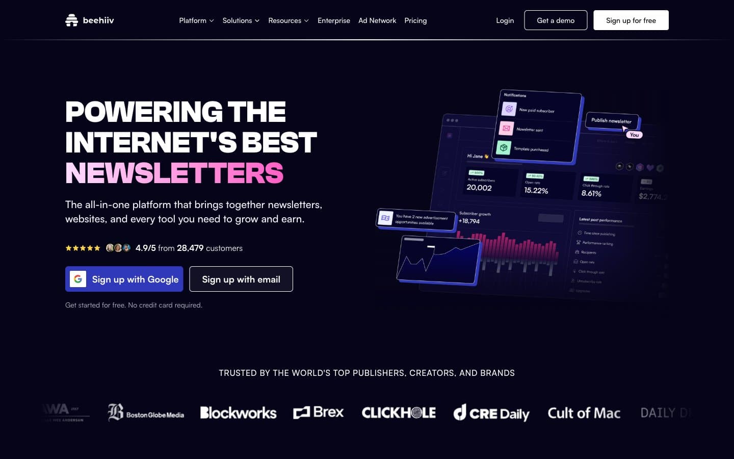 Screenshot of beehiiv