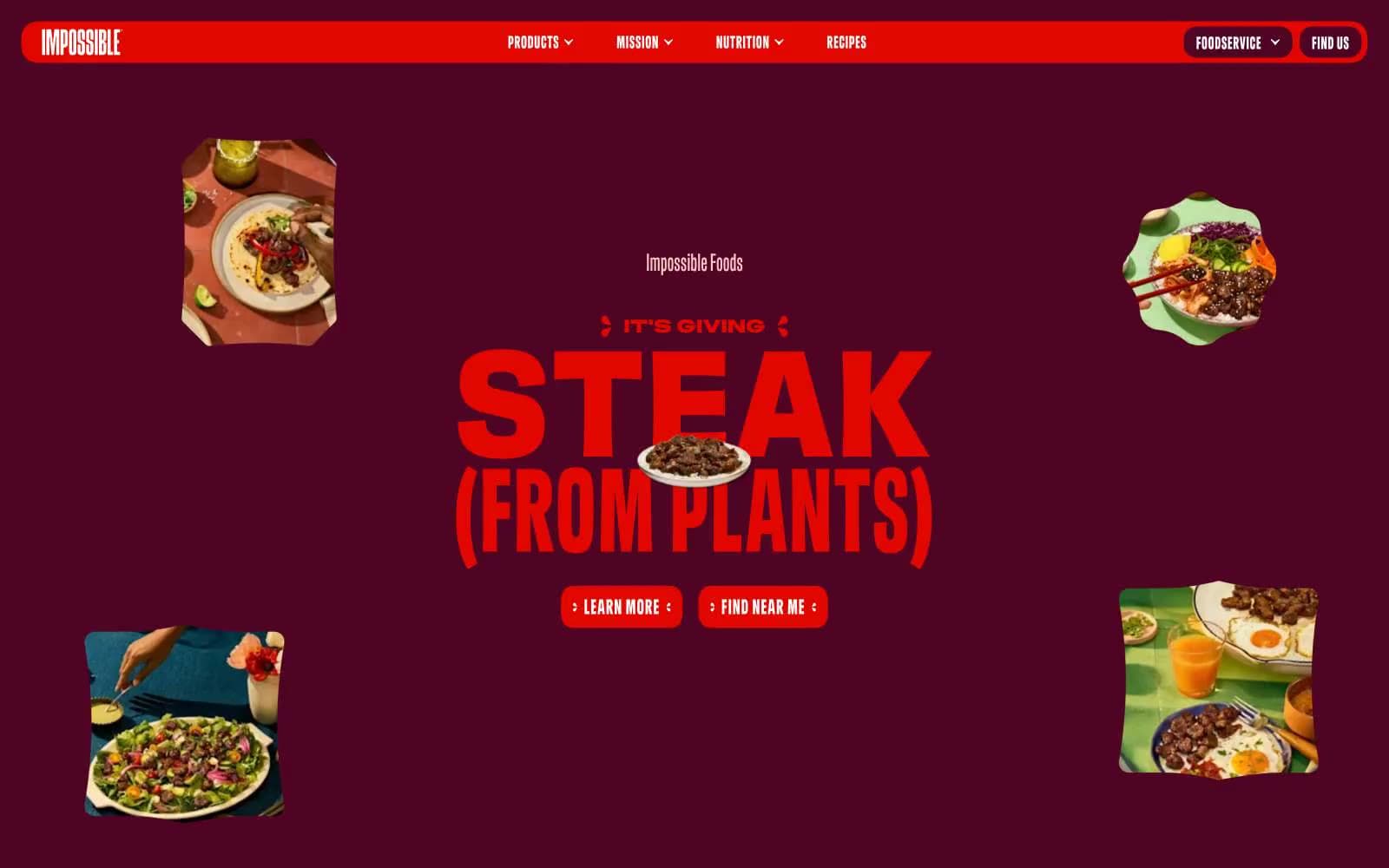 Screenshot of Home page | Impossible Foods