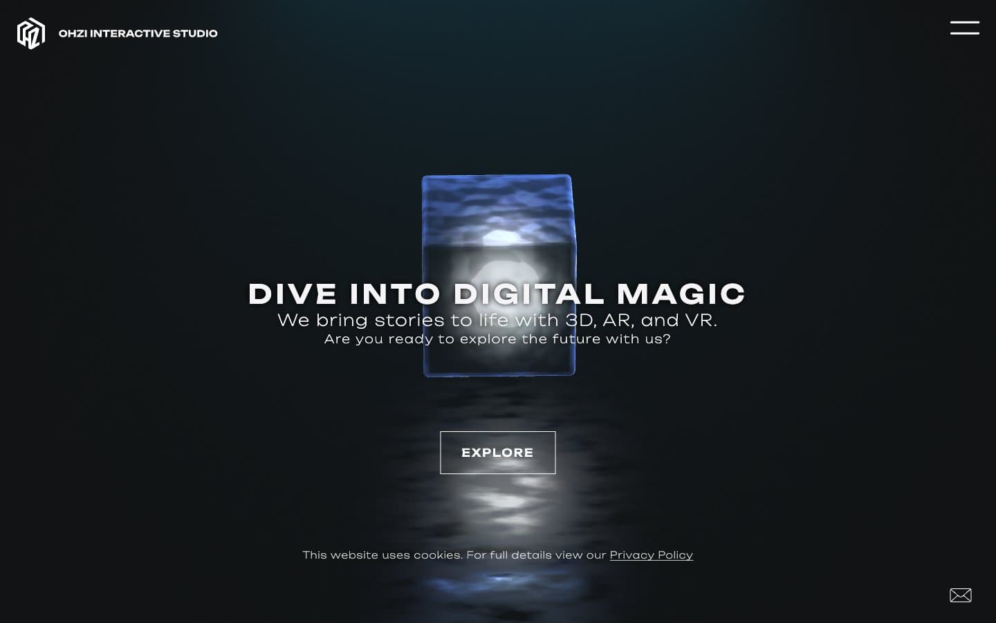 Screenshot of OHZI Interactive Studio / Dive into digital magic.