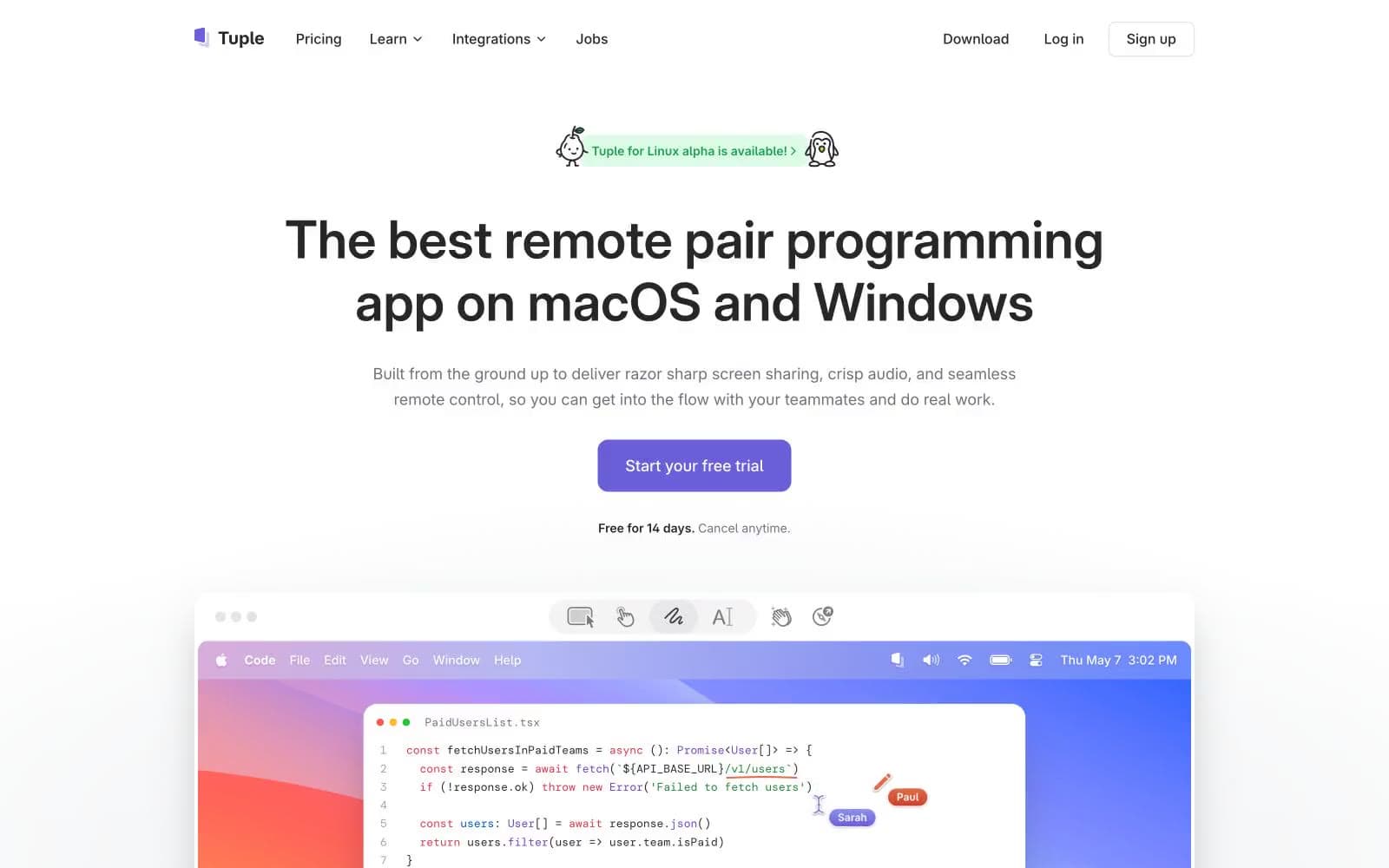 Screenshot of Tuple