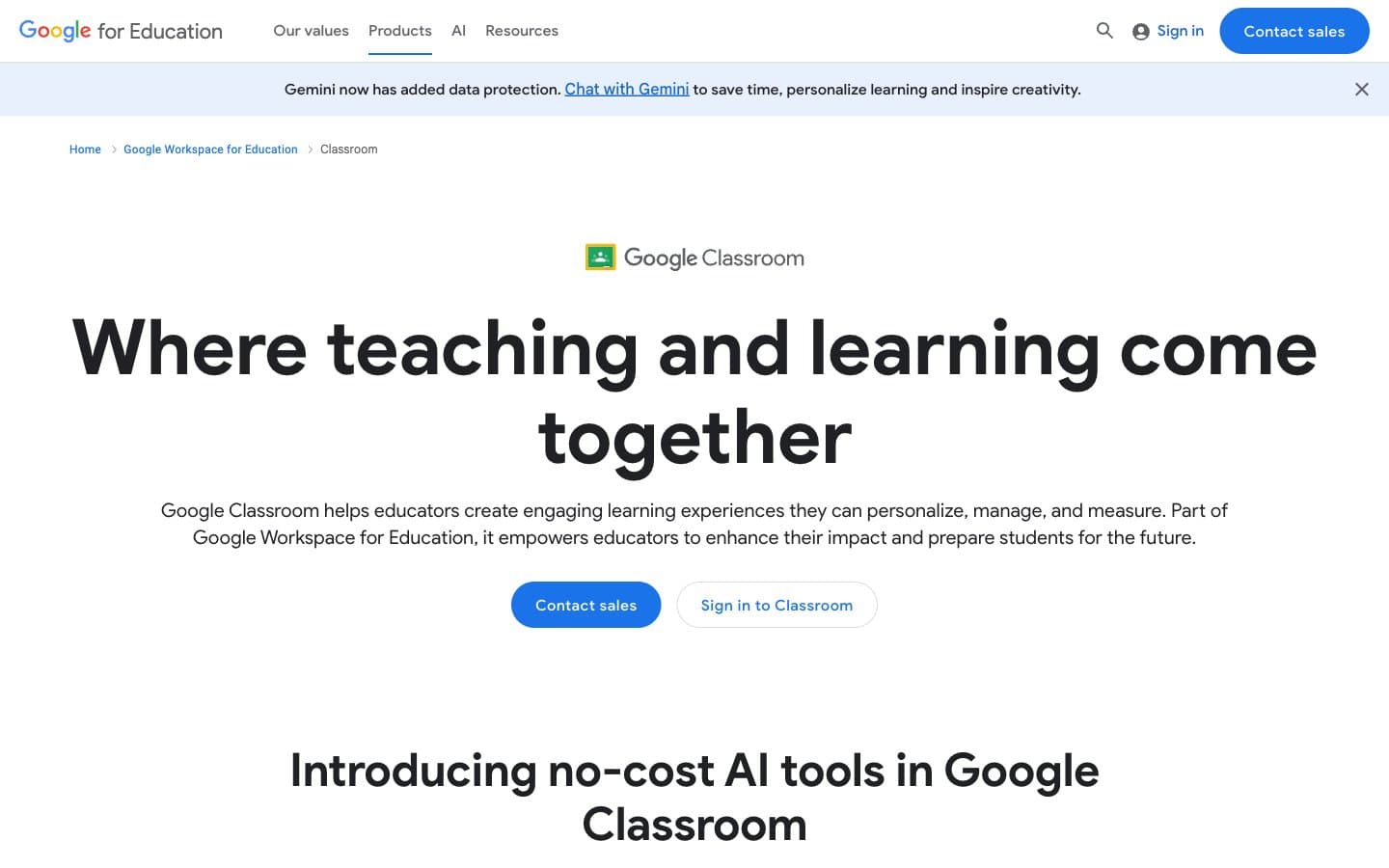 Screenshot of Google for Education