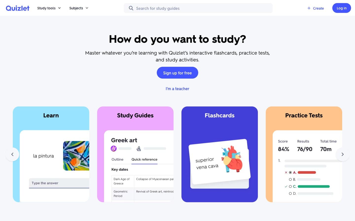 Screenshot of Quizlet
